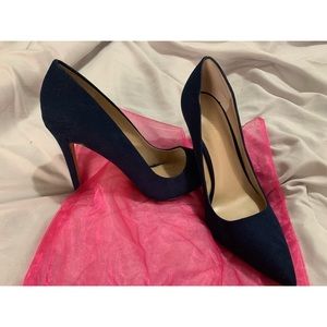Saks Fifth Avenue Navy Blue Suede Heels